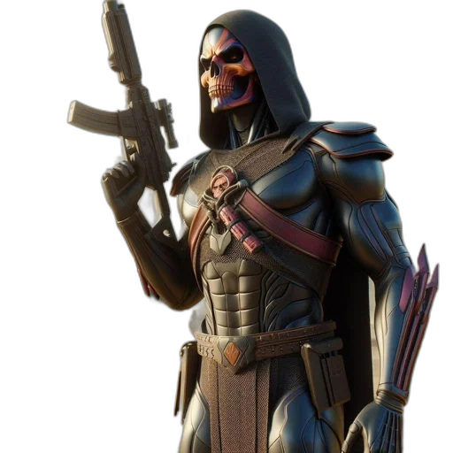 weapon, mask, concept art, 3d render transparent PNG cut-out