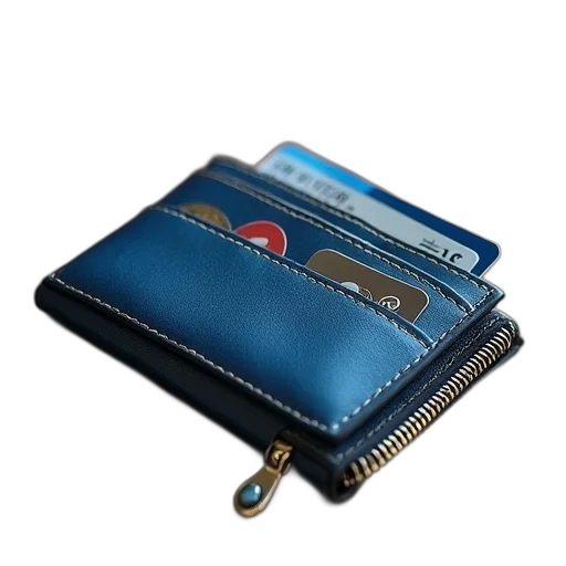 card, wallet, blue, brown transparent PNG cut-out