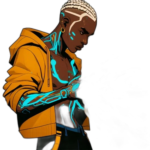 jacket, jewelry, robot, staff transparent PNG cut-out