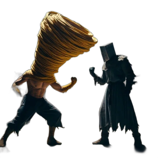 hair, mask, hat, staff transparent PNG cut-out