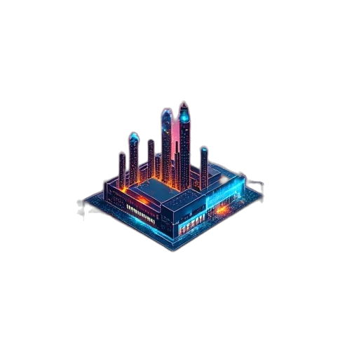 building, robot, pixel art, cyberpunk transparent PNG cut-out