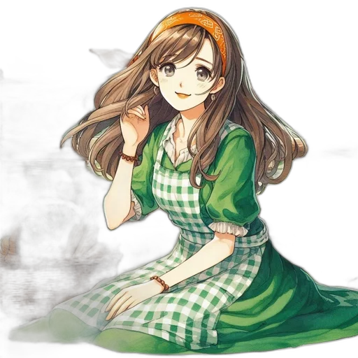 dress, staff, face, watercolor transparent PNG cut-out