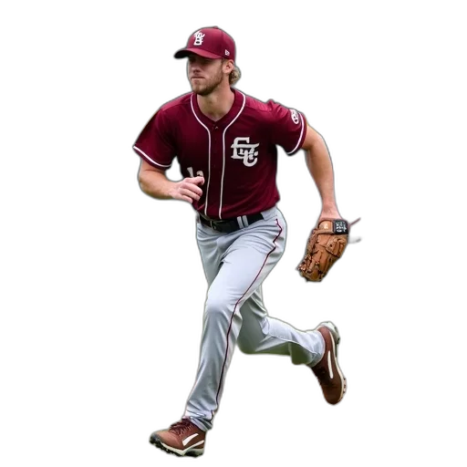 baseball, player, maroon, uniform transparent PNG cut-out