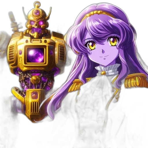 robot, staff, crown, weapon transparent PNG cut-out