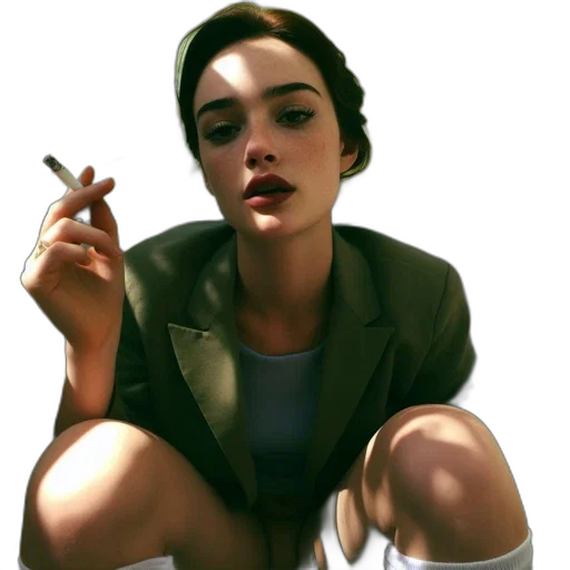 jacket, face, staff, weapon transparent PNG cut-out