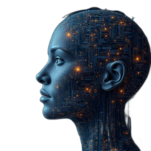 robot, face, cyberpunk, data transparent PNG cut-out