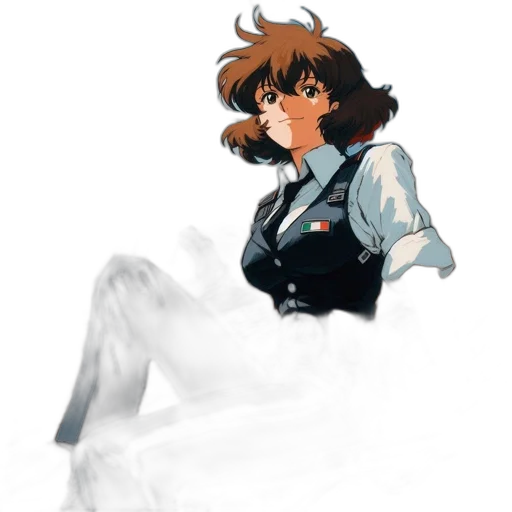 jacket, dress, staff, creature transparent PNG cut-out