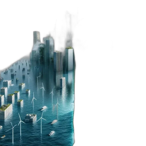 building, concept art, 3d render, cyberpunk transparent PNG cut-out