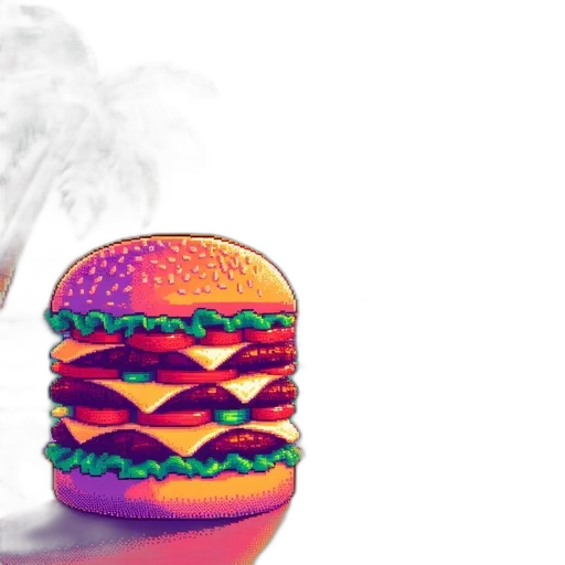 food, vaporwave, 3d render, photorealistic transparent PNG cut-out