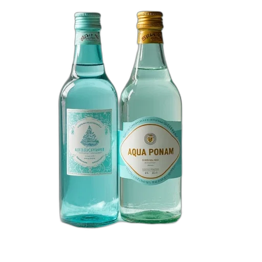 bottle, 3d render, blue, two transparent PNG cut-out