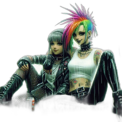 jacket, robot, hair, cyberpunk transparent PNG cut-out