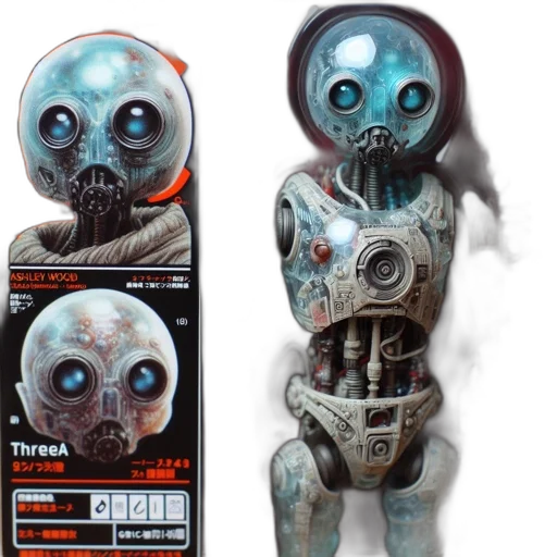 robot, creature, concept art, 3d render transparent PNG cut-out
