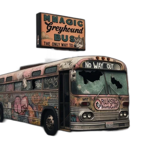 concept art, 3d render, older, bus transparent PNG cut-out