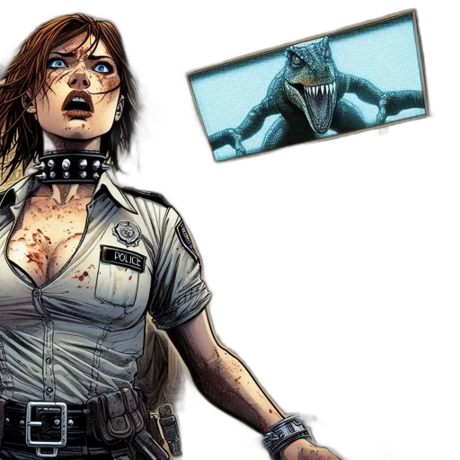 comic book art, concept art, cyberpunk, police transparent PNG cut-out