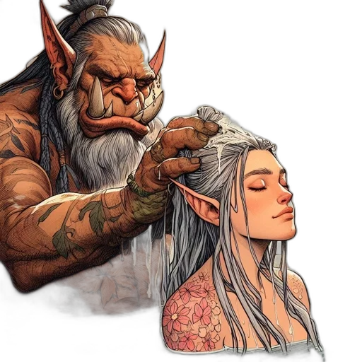 hair, concept art, fantasy art, comic book art transparent PNG cut-out