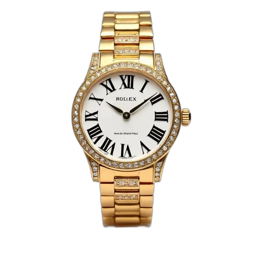 jewelry, golden, wristwatch, diamond-studded transparent PNG cut-out