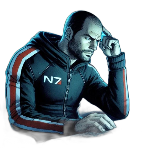 jacket, face, concept art, cyberpunk transparent PNG cut-out