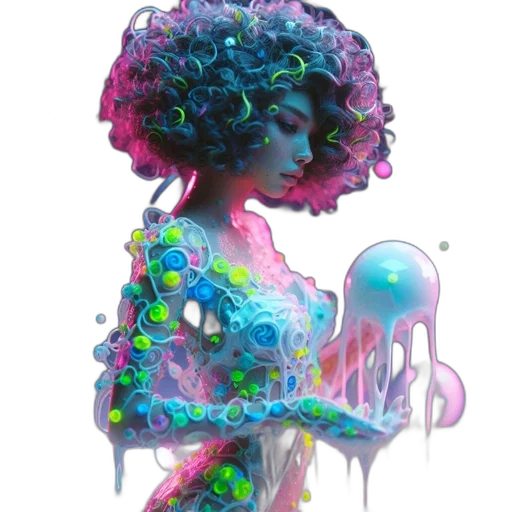 dress, hair, creature, flower transparent PNG cut-out