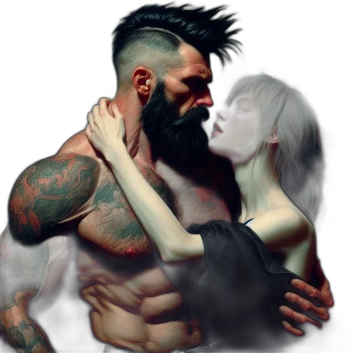 hair, photorealistic, cyberpunk, fantasy art transparent PNG cut-out