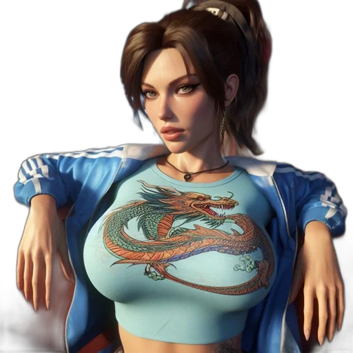 dragon, dress, jacket, staff transparent PNG cut-out