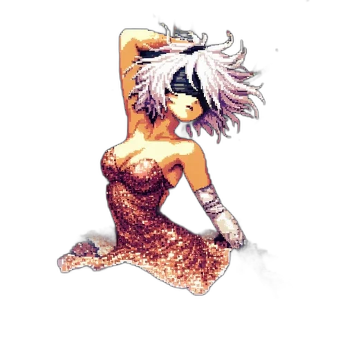 dress, mask, hair, staff transparent PNG cut-out