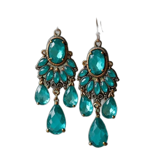 jewelry, turquoise, chandelier, earrings transparent PNG cut-out