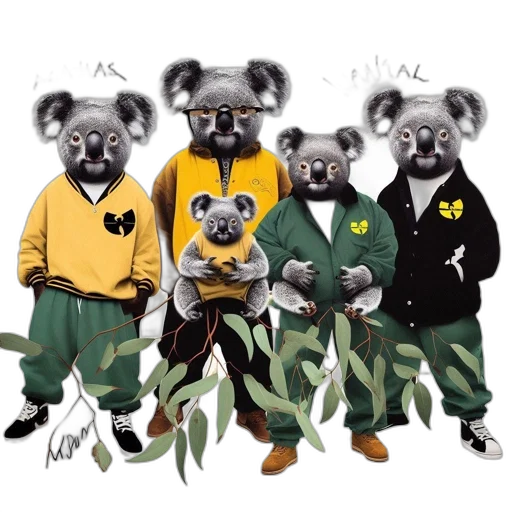 jacket, concept art, animated, koalas transparent PNG cut-out
