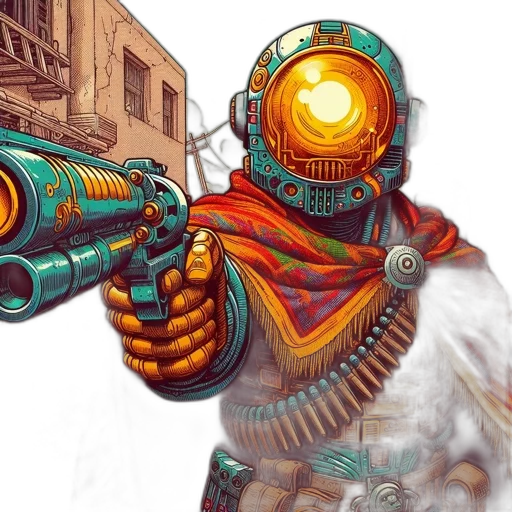 robot, weapon, concept art, cyberpunk transparent PNG cut-out