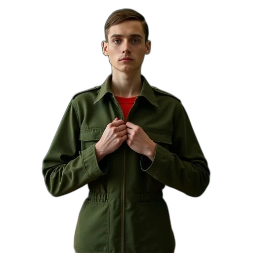 jacket, staff, face, 3d render transparent PNG cut-out
