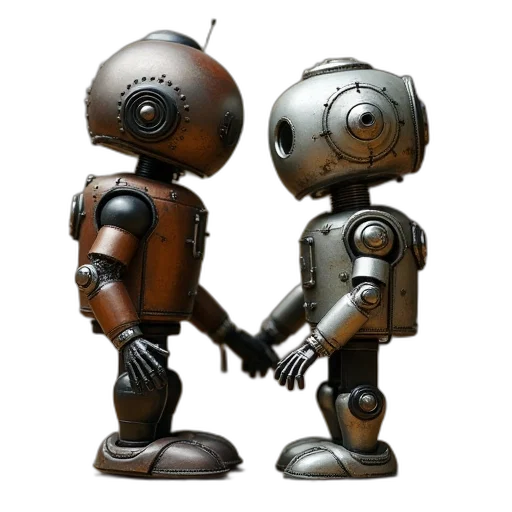 robot, 3d render, concept art, pixel art transparent PNG cut-out