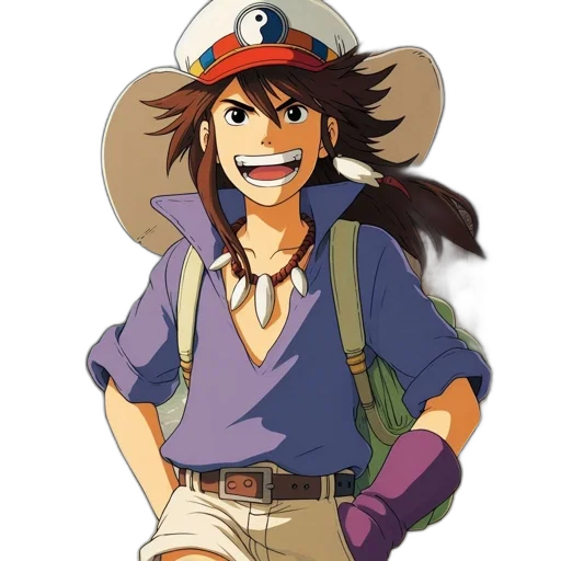 hat, staff, face, jacket transparent PNG cut-out