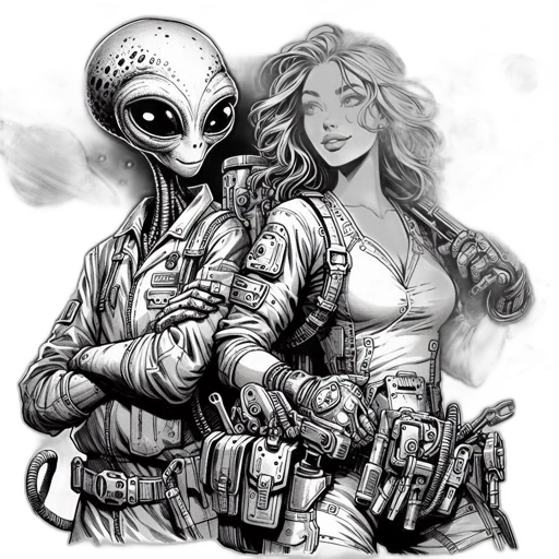 concept art, comic book art, fantasy art, cyberpunk transparent PNG cut-out