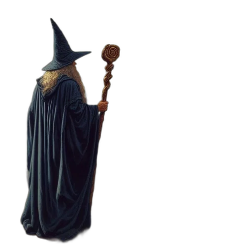 staff, hat, weapon, jacket transparent PNG cut-out