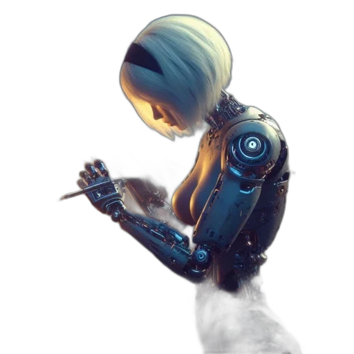 robot, creature, concept art, 3d render transparent PNG cut-out