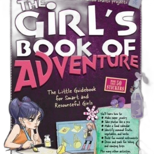 girl, book, adventure, little transparent PNG cut-out