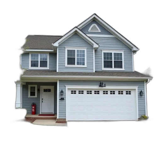 building, 3d render, two-story, house transparent PNG cut-out