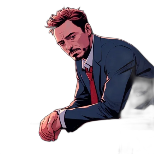 face, staff, jacket, comic book art transparent PNG cut-out