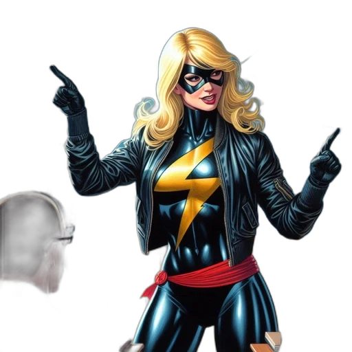 comic book art, concept art, blonde-haired, superheroine transparent PNG cut-out