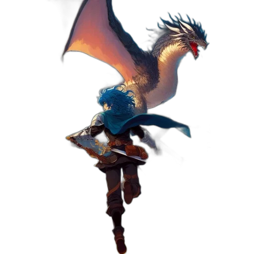 dragon, sword, staff, creature transparent PNG cut-out