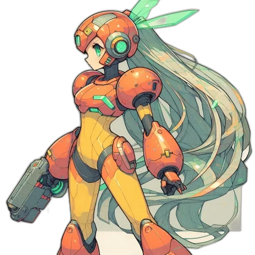 robot, weapon, concept art, pixel art transparent PNG cut-out