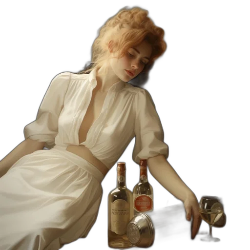 bottle, dress, concept art, photorealistic transparent PNG cut-out