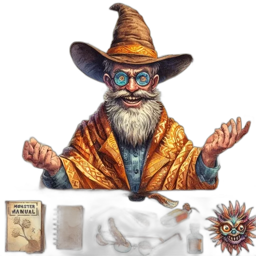 hat, staff, mask, fantasy art transparent PNG cut-out
