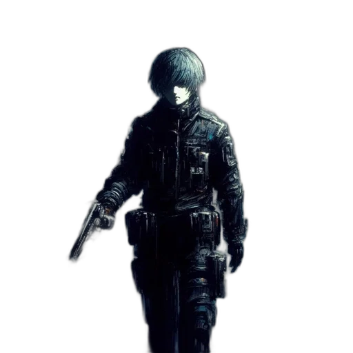 jacket, weapon, mask, staff transparent PNG cut-out