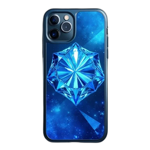 3d render, cyberpunk, blue, diamond transparent PNG cut-out