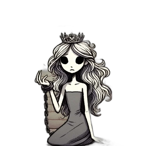 dress, crown, jewelry, staff transparent PNG cut-out