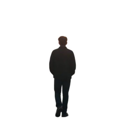 jacket, staff, robot, creature transparent PNG cut-out