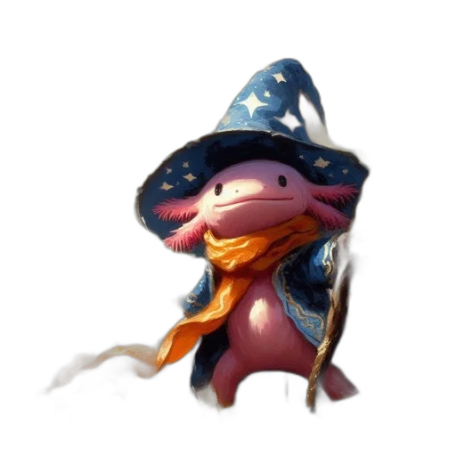 dragon, hat, staff, creature transparent PNG cut-out