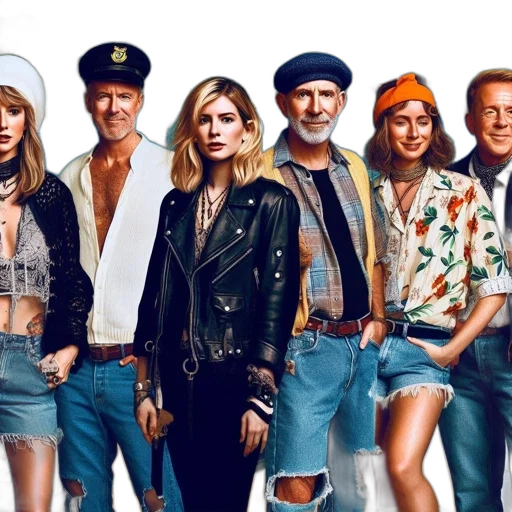concept art, diverse, group, six transparent PNG cut-out