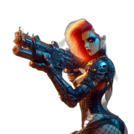robot, weapon, concept art, cyberpunk transparent PNG cut-out
