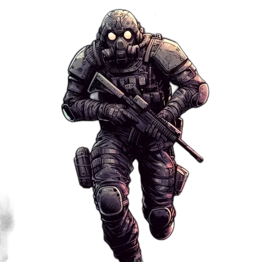weapon, mask, jacket, creature transparent PNG cut-out